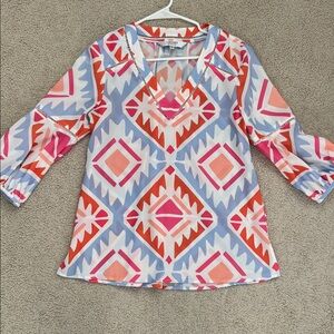 CROSBY by Mollie Burch Vibrant Pink and Blue Tunic